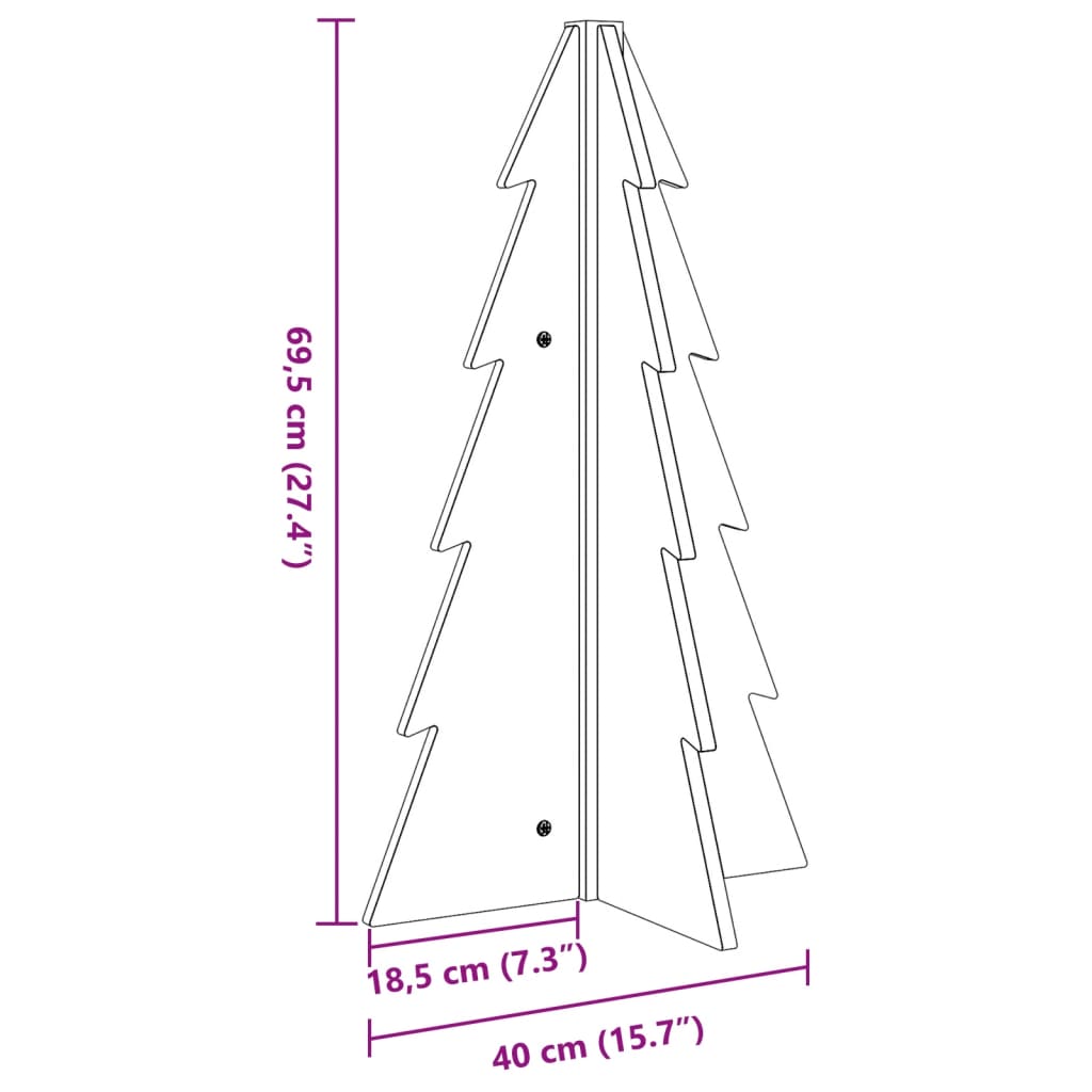Juletre av tre til pynt 69,5 cm heltre furu