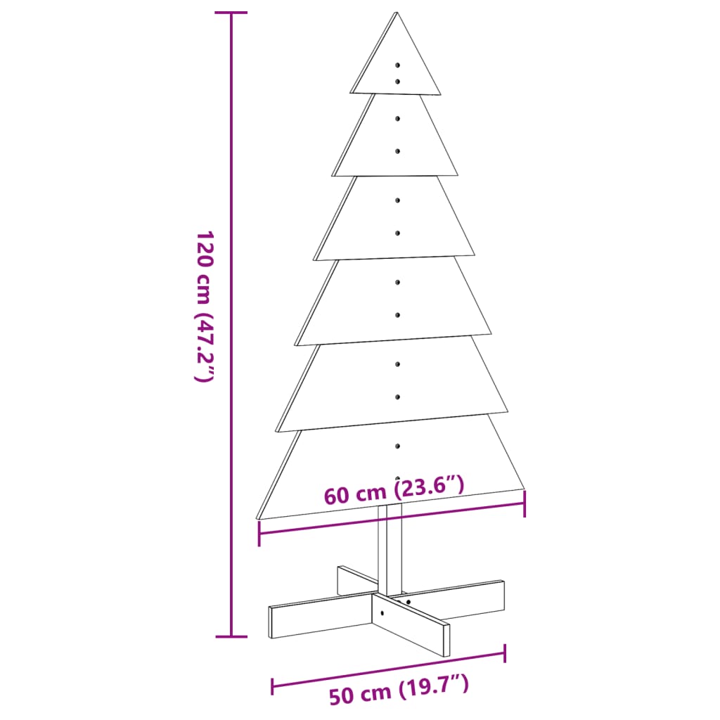 Juletre av tre til pynt 120 cm heltre furu