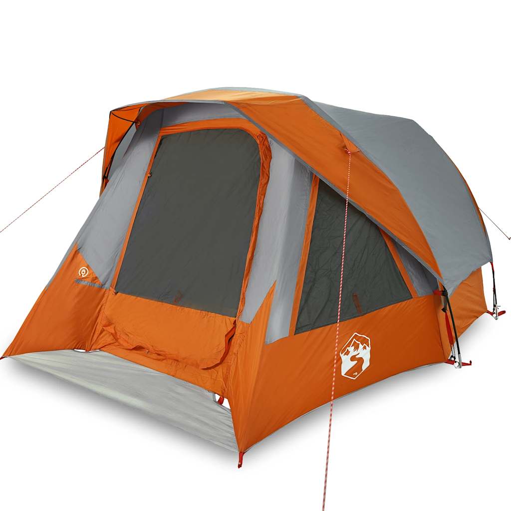 Campingtelt 4 personer grå og oransje vanntett