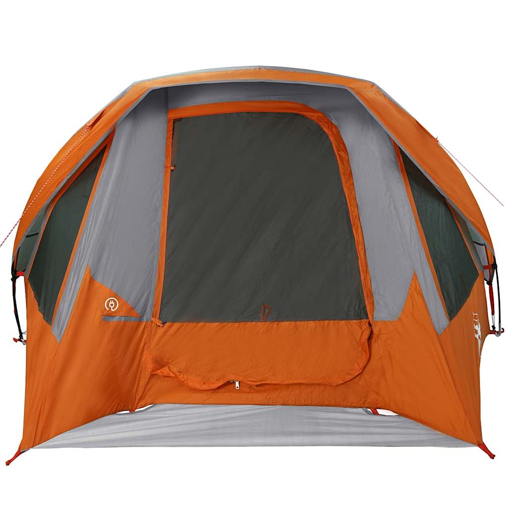Campingtelt 4 personer grå og oransje vanntett