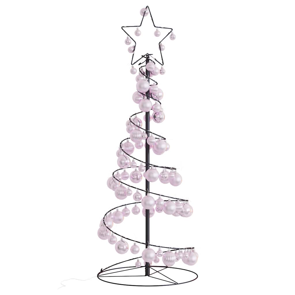 Juletre lyskjegle med kuler 80 lysdioder varm hvit 120 cm