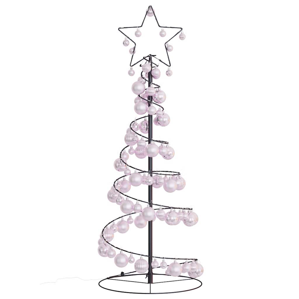 Juletre lyskjegle med kuler 80 lysdioder varm hvit 120 cm