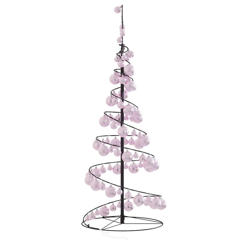 Juletre lyskjegle med kuler 80 lysdioder varm hvit 120 cm