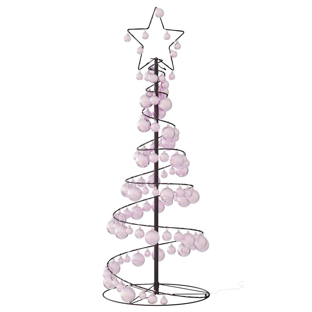 Juletre lyskjegle med kuler 80 lysdioder varm hvit 120 cm