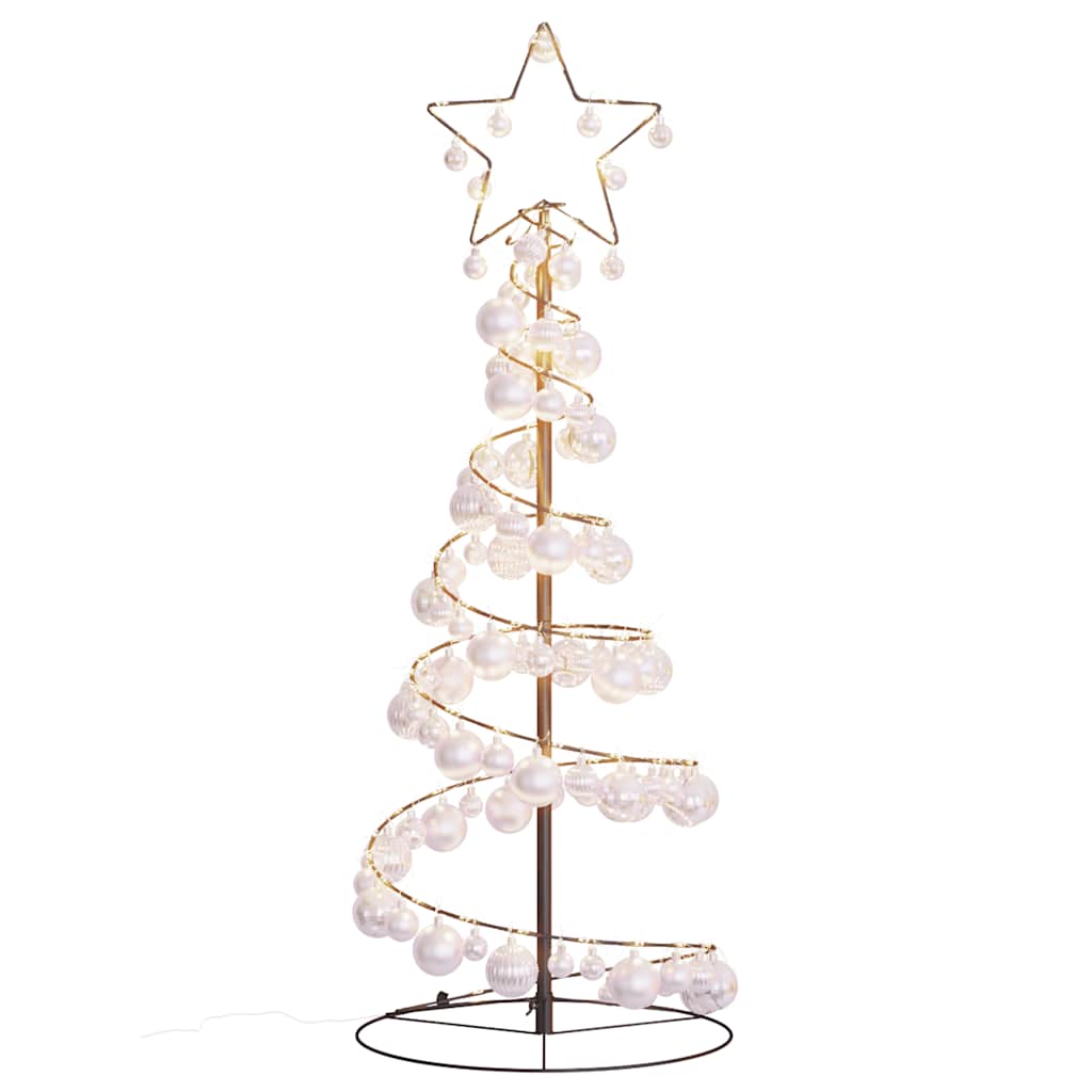 Juletre lyskjegle med kuler 80 lysdioder varm hvit 120 cm