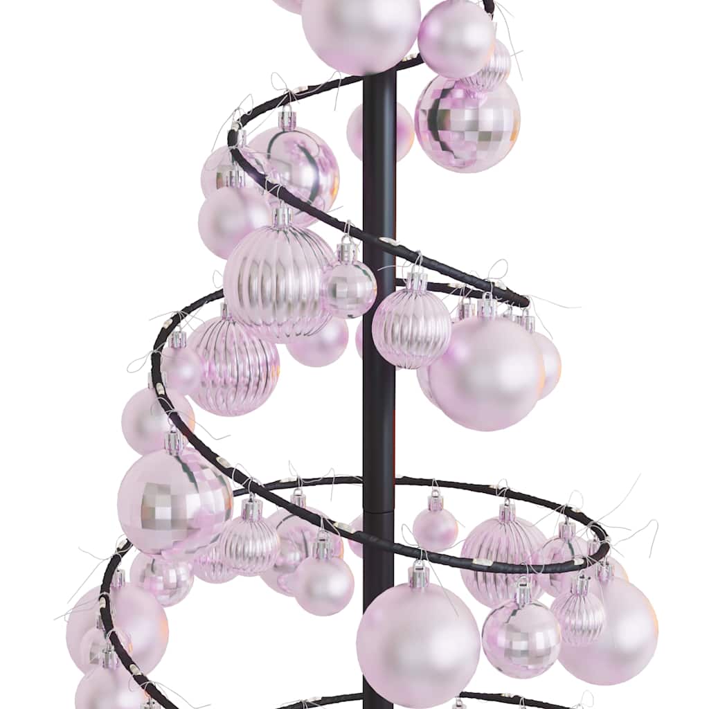 Juletre lyskjegle med kuler 80 lysdioder varm hvit 120 cm