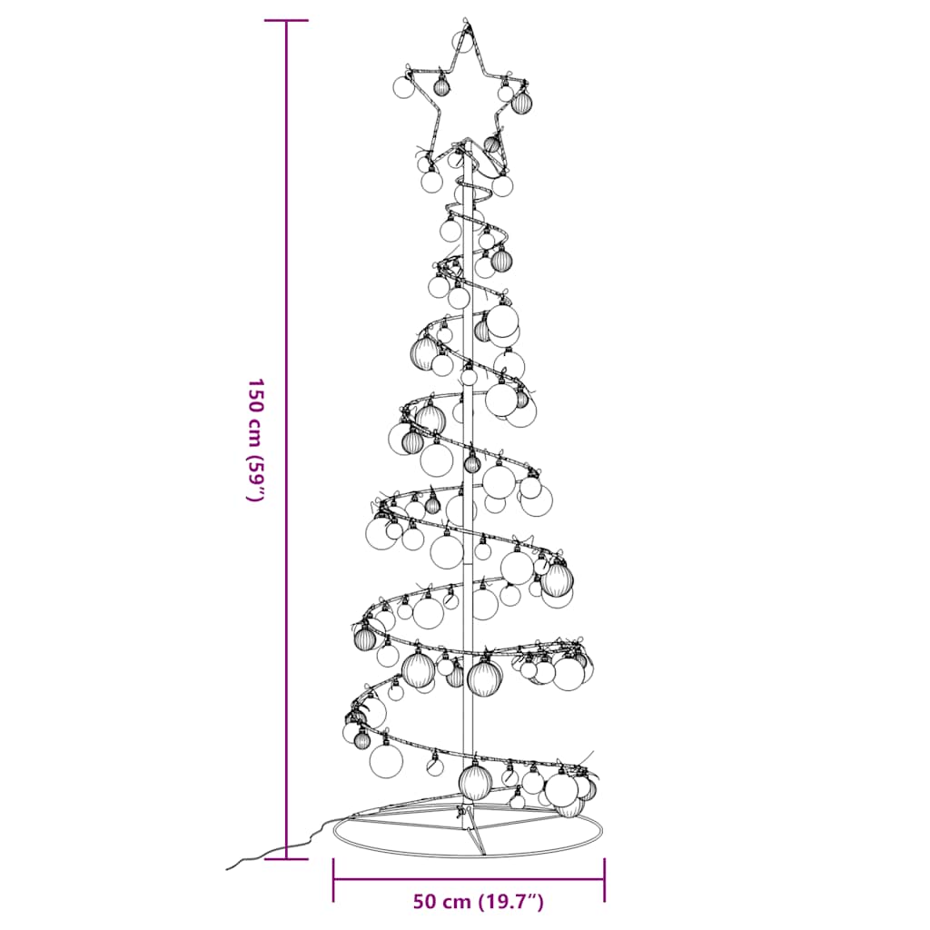 LED Juletre med Baubles 100 LEDs Varm Hvit 150 cm