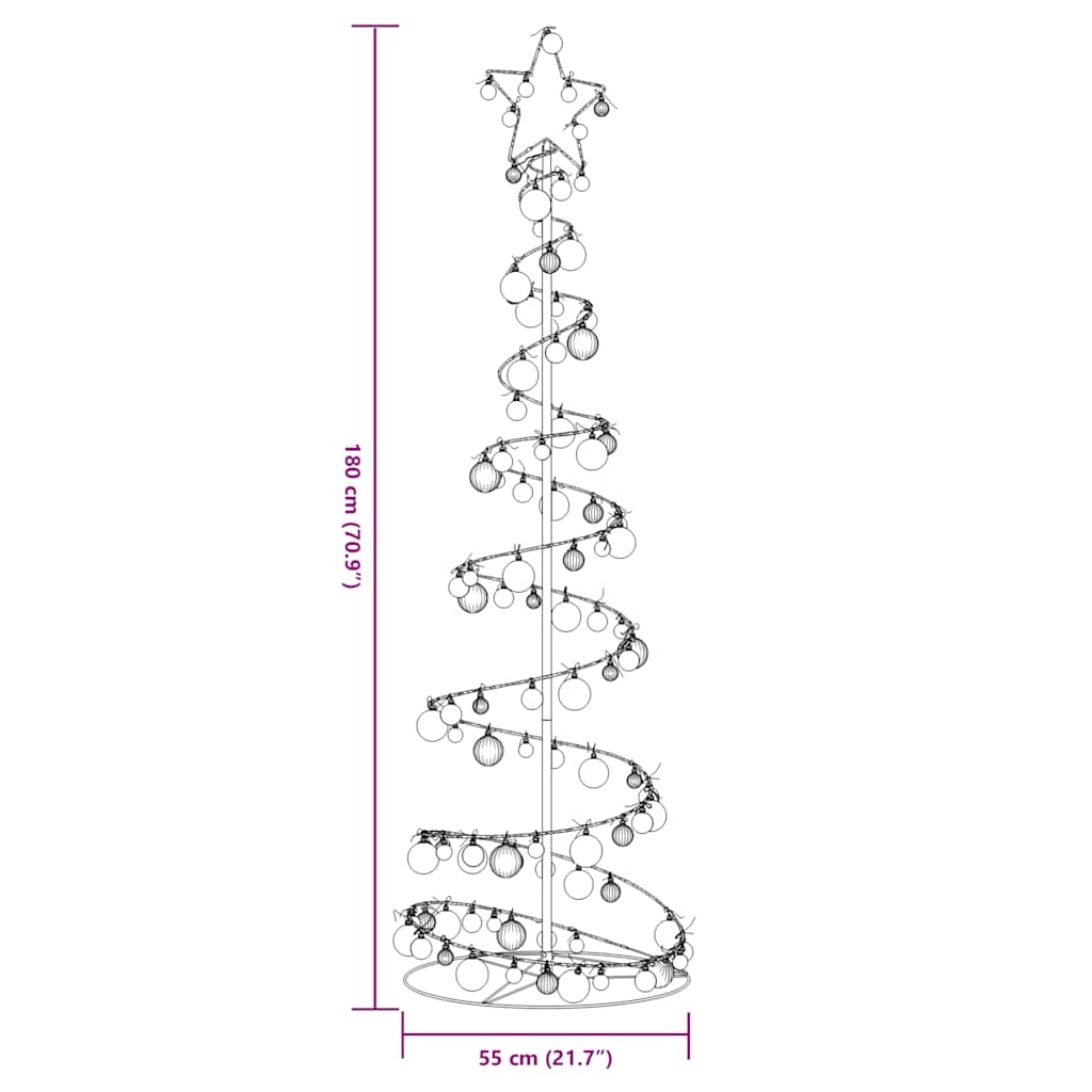 LED Juletre med Baubles 120 LEDs Varm Hvit 180 cm