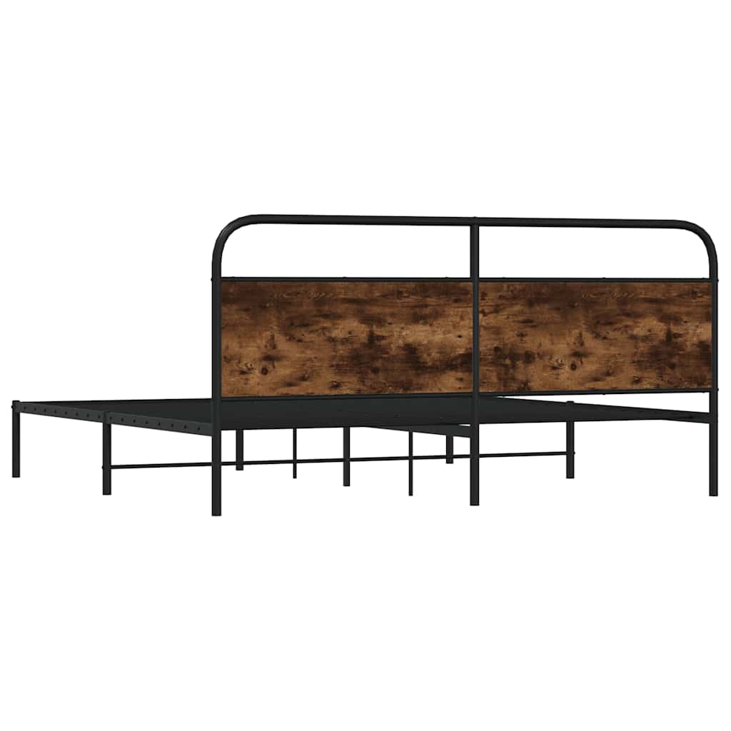 Sengeramme i metall uten madrass røkt eik 193x203 cm