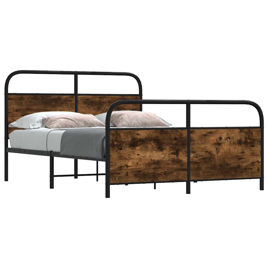 Sengeramme i metall uten madrass røkt eik 137x190 cm