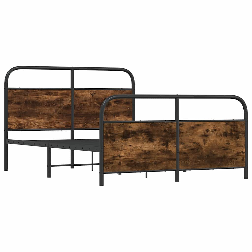 Sengeramme i metall uten madrass røkt eik 140x190 cm