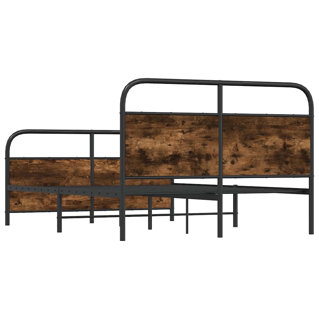 Sengeramme i metall uten madrass røkt eik 140x190 cm