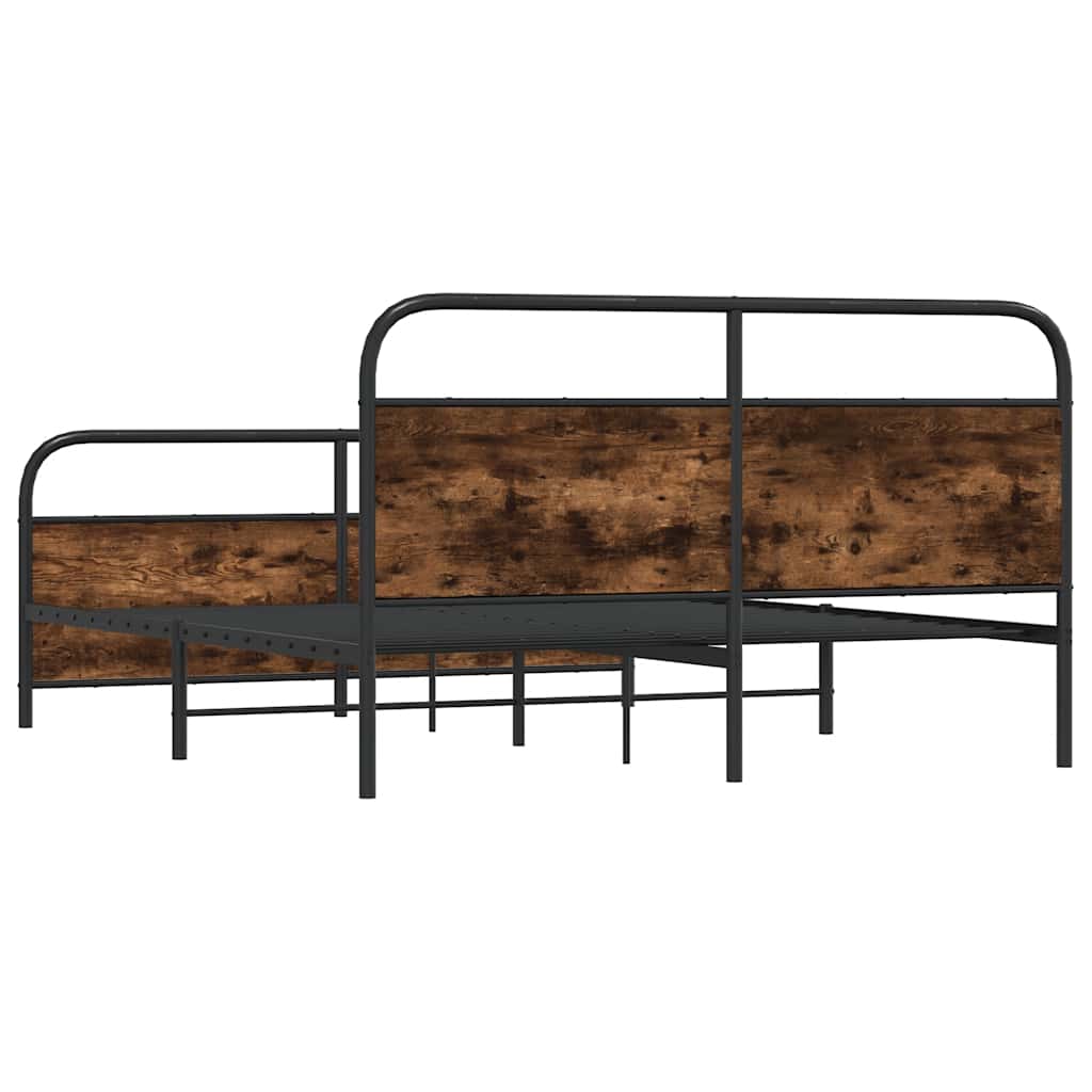 Sengeramme i metall uten madrass røkt eik 160x200 cm