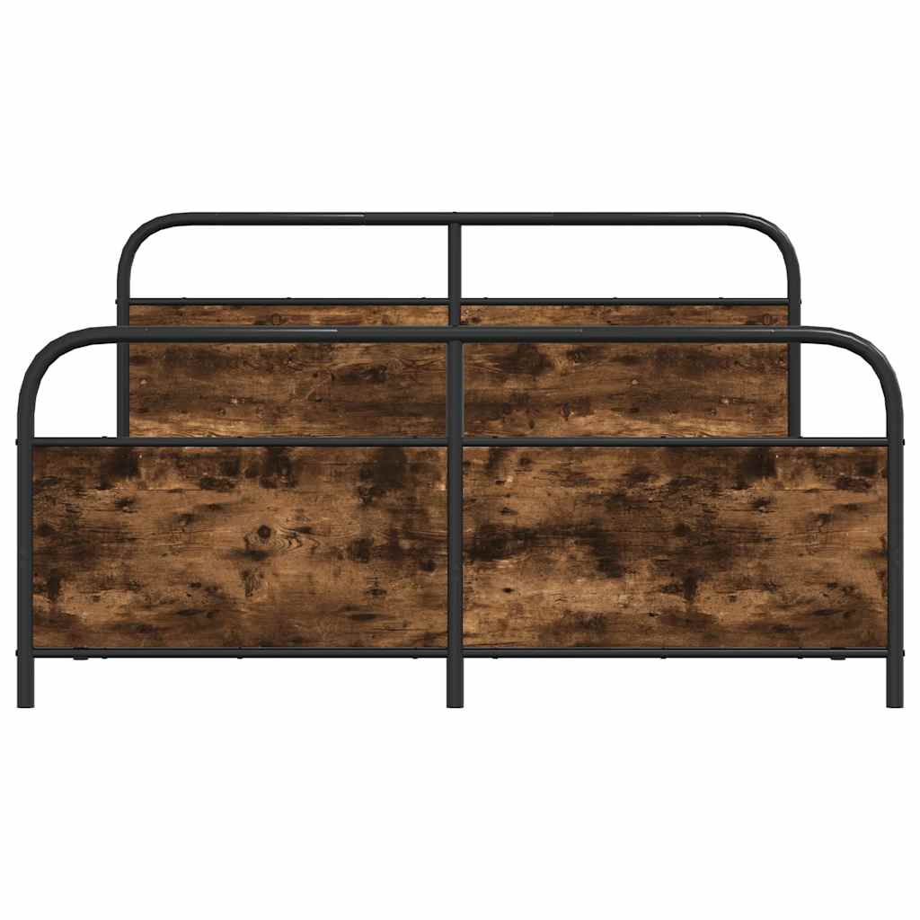 Sengeramme i metall uten madrass røkt eik 183x213 cm