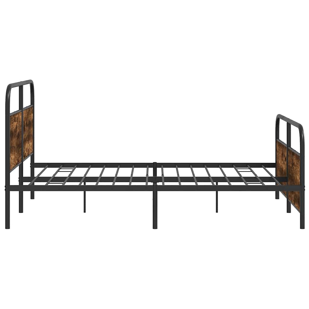Sengeramme i metall uten madrass røkt eik 183x213 cm