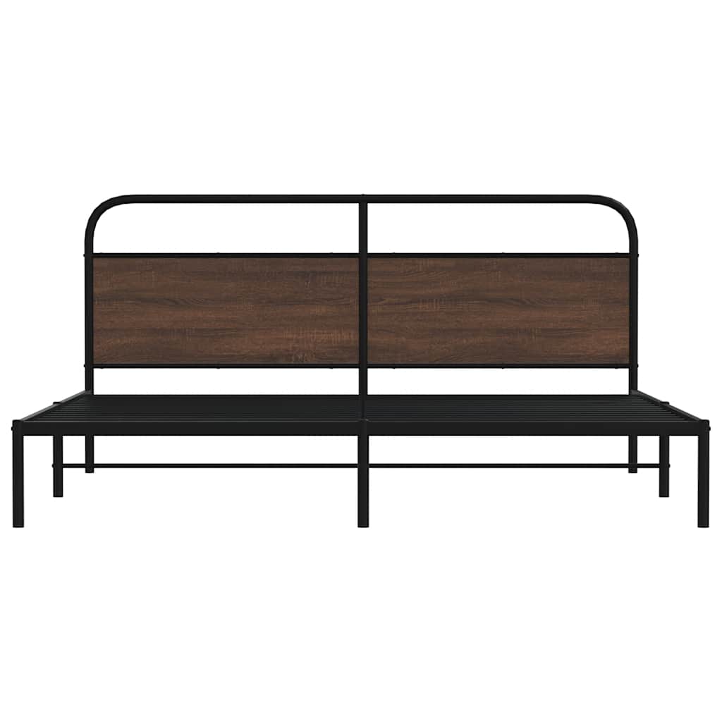 Sengeramme i metall uten madrass brun eik 180x200 cm