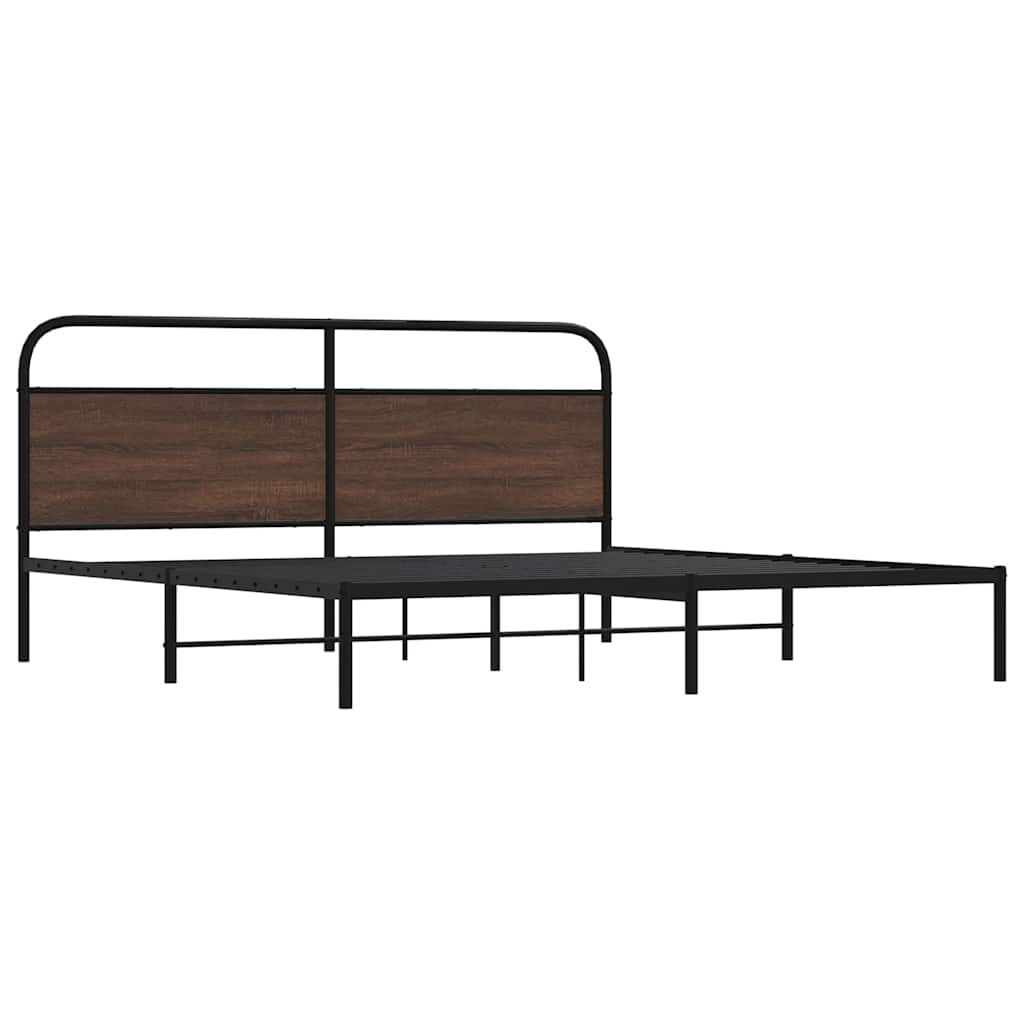 Sengeramme i metall uten madrass brun eik 183x213 cm