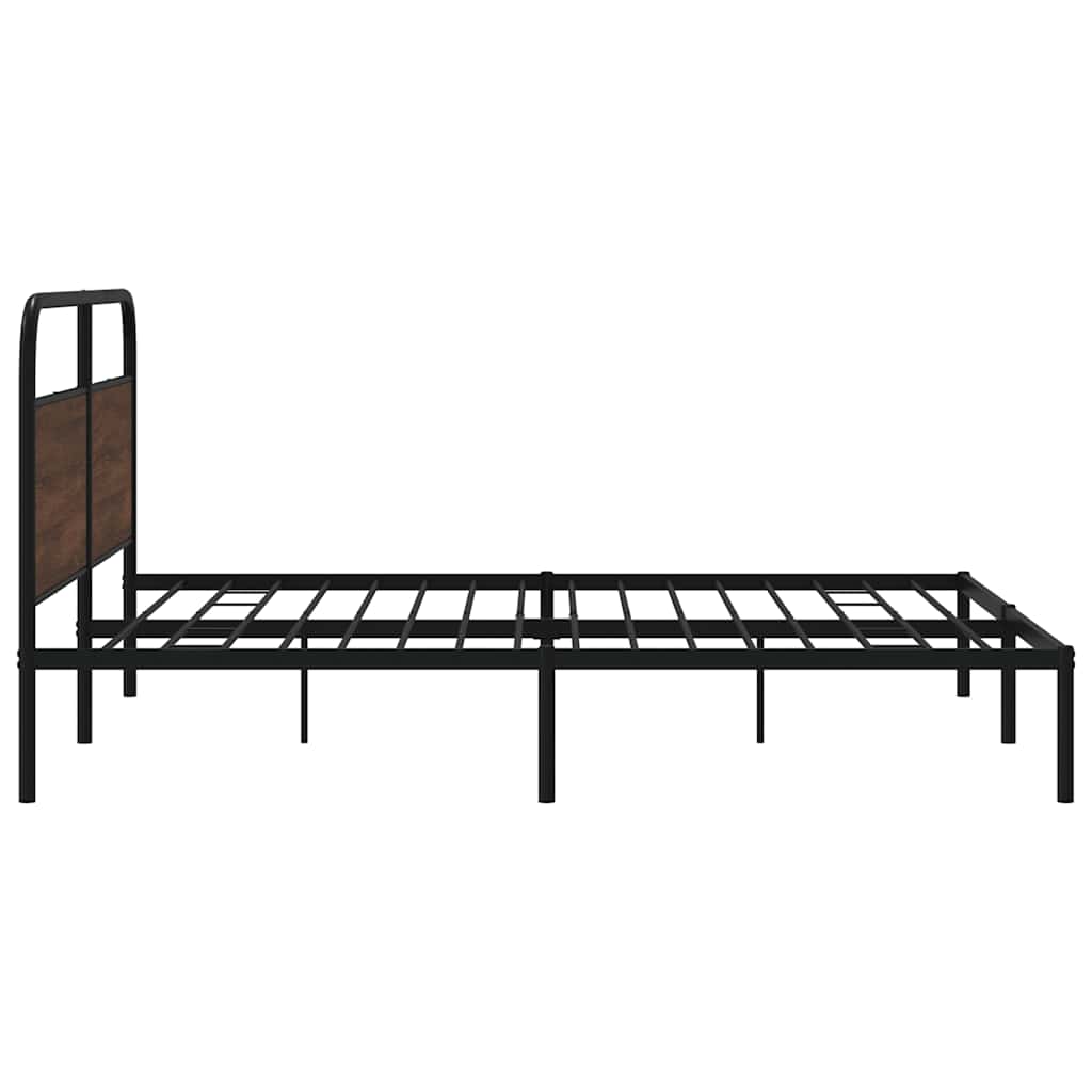 Sengeramme i metall uten madrass brun eik 193x203 cm