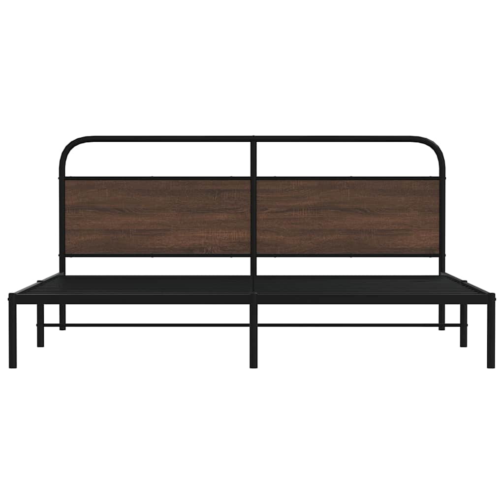 Sengeramme i metall uten madrass brun eik 200x200 cm