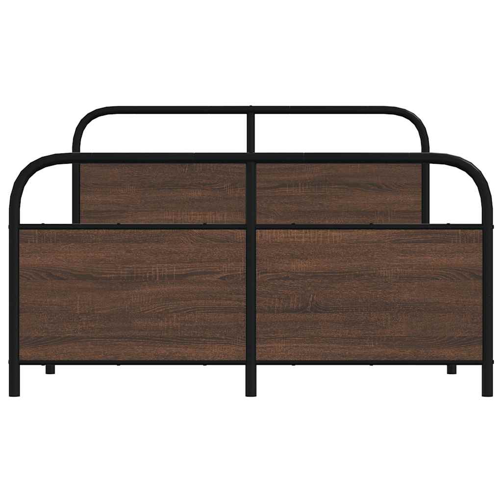 Sengeramme i metall uten madrass brun eik 137x190 cm