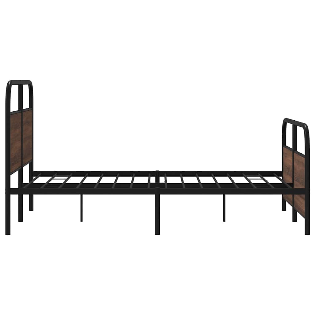 Sengeramme i metall uten madrass brun eik 137x190 cm