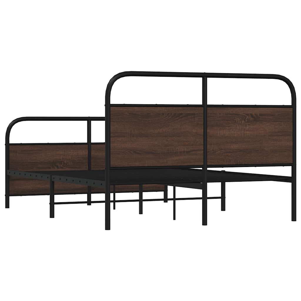 Sengeramme i metall uten madrass brun eik 137x190 cm
