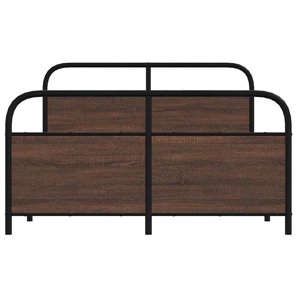 Sengeramme i metall uten madrass brun eik 140x190 cm