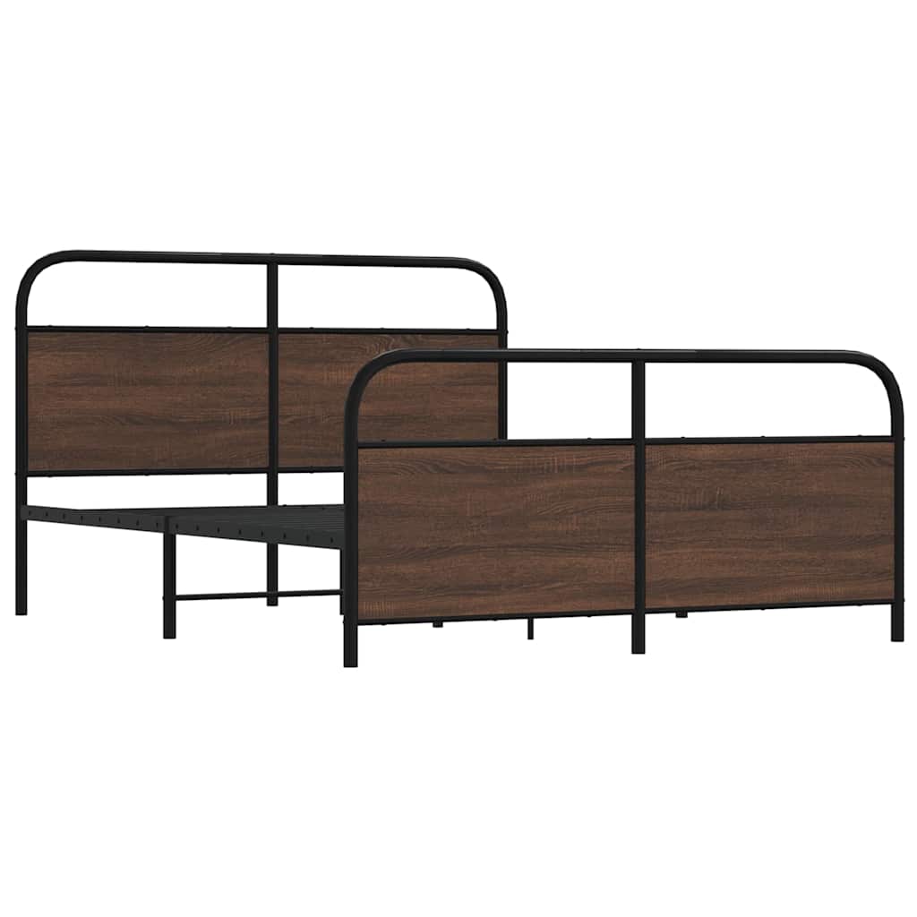 Sengeramme i metall uten madrass brun eik 150x200 cm