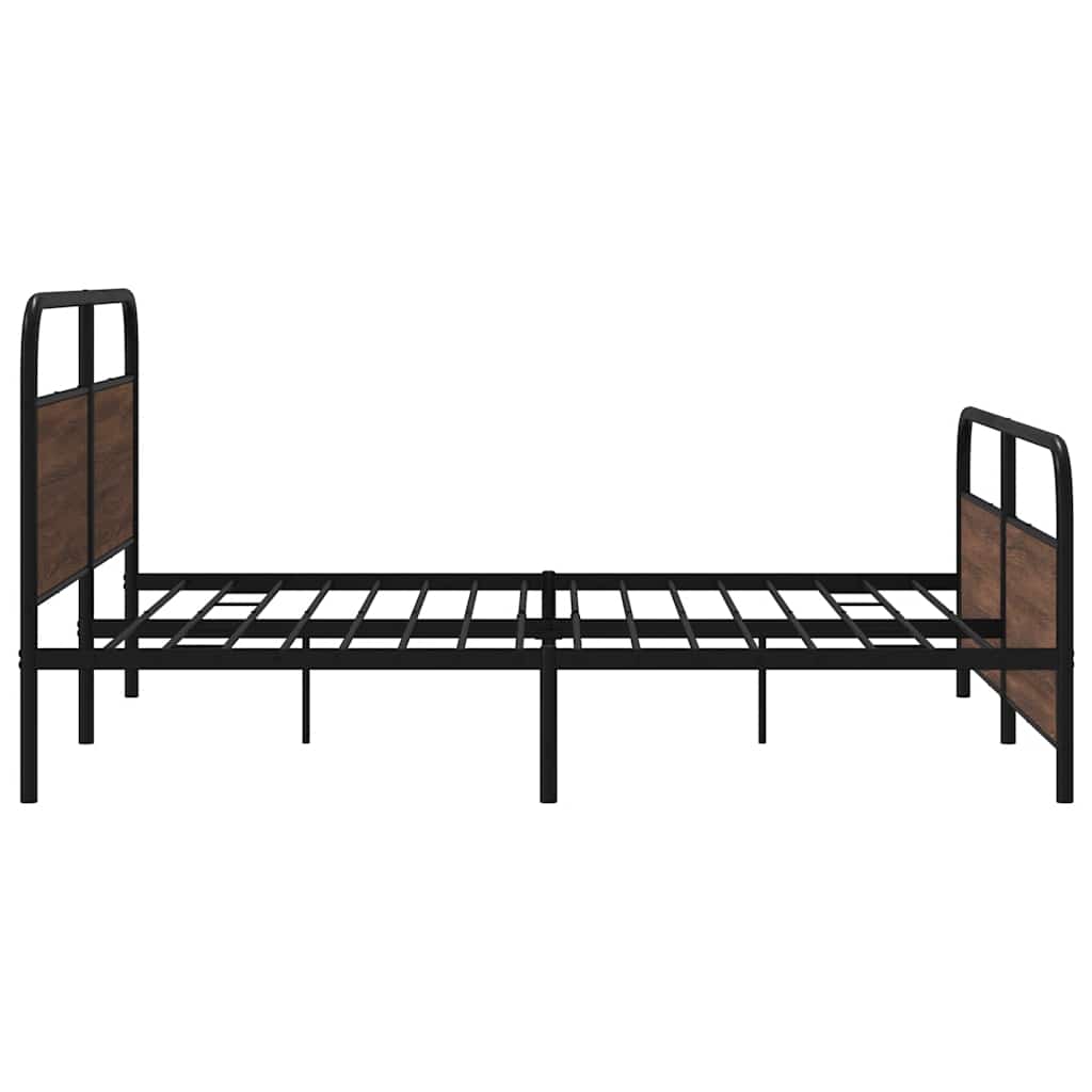 Sengeramme i metall uten madrass brun eik 180x200 cm