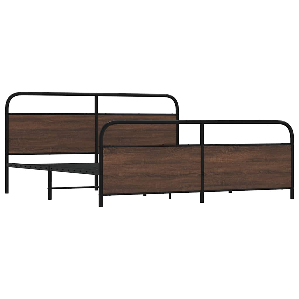 Sengeramme i metall uten madrass brun eik 200x200 cm