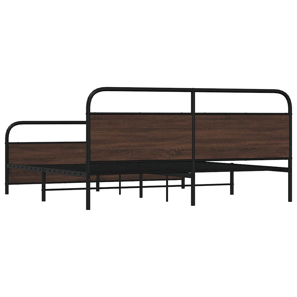 Sengeramme i metall uten madrass brun eik 200x200 cm