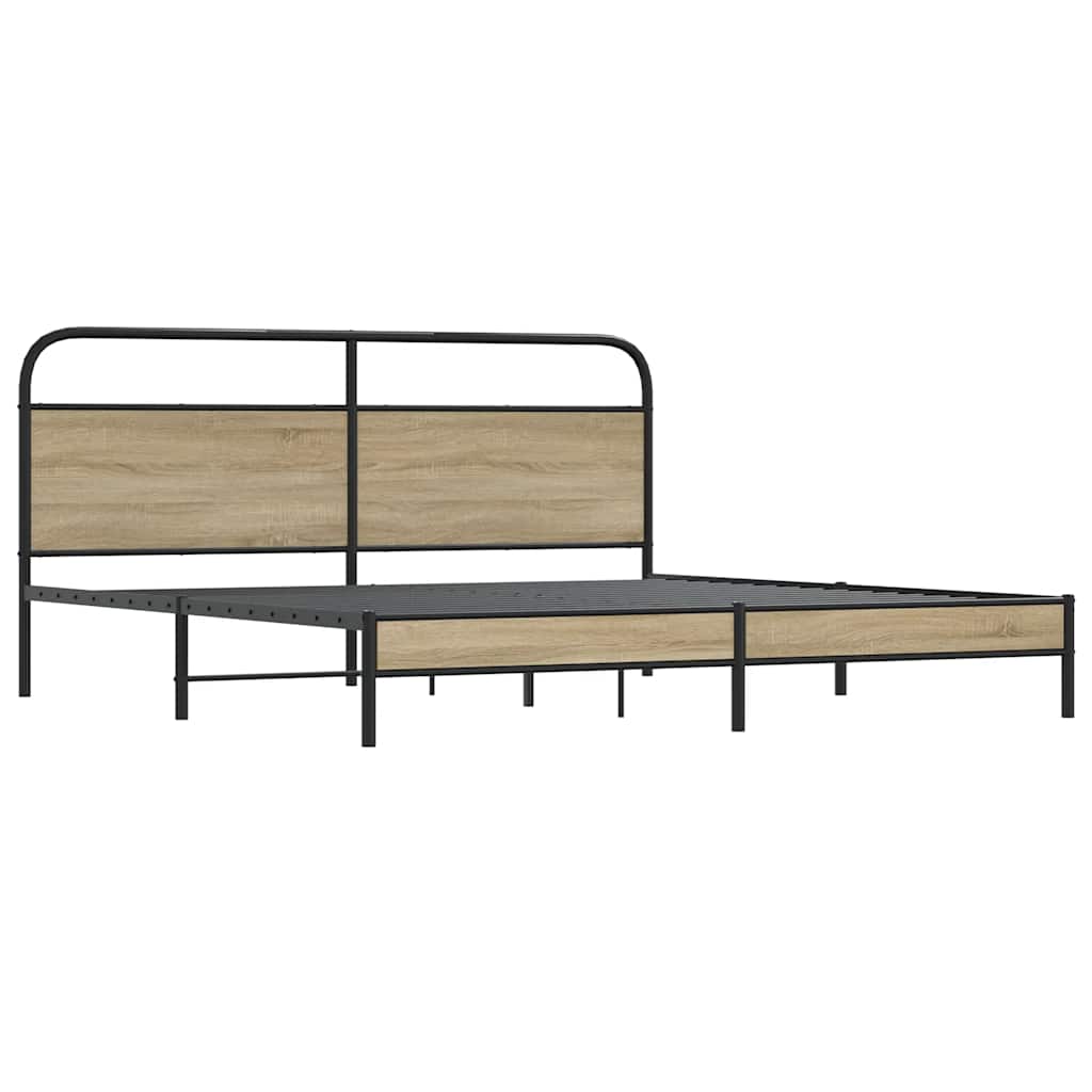 Sengeramme i metall uten madrass røkt eik 180x200 cm
