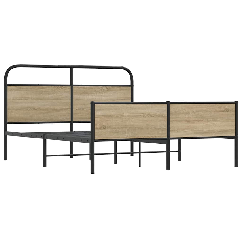 Sengeramme i metall uten madrass røkt eik 160x200 cm