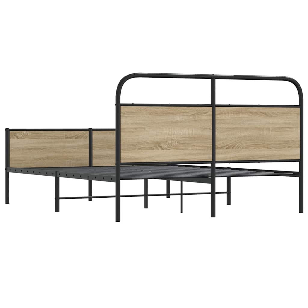 Sengeramme i metall uten madrass røkt eik 180x200 cm