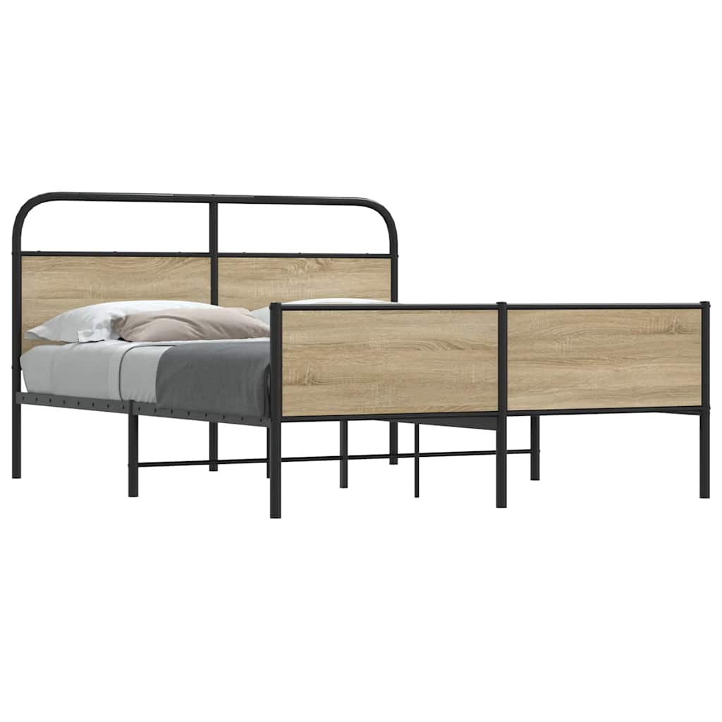 Sengeramme i metall uten madrass røkt eik 180x200 cm