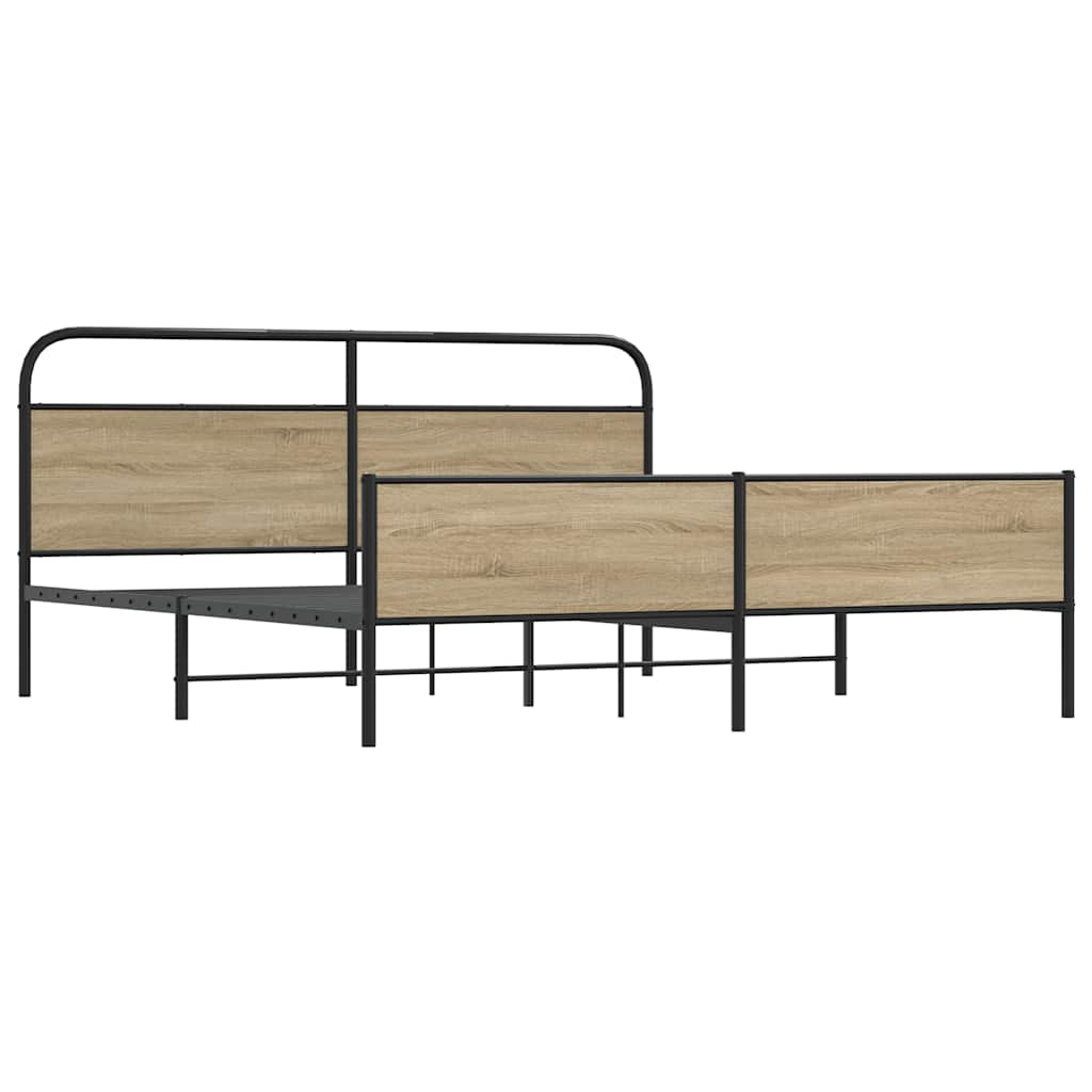 Sengeramme i metall uten madrass røkt eik 150x200 cm