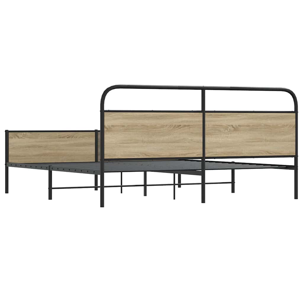 Sengeramme i metall uten madrass røkt eik 150x200 cm