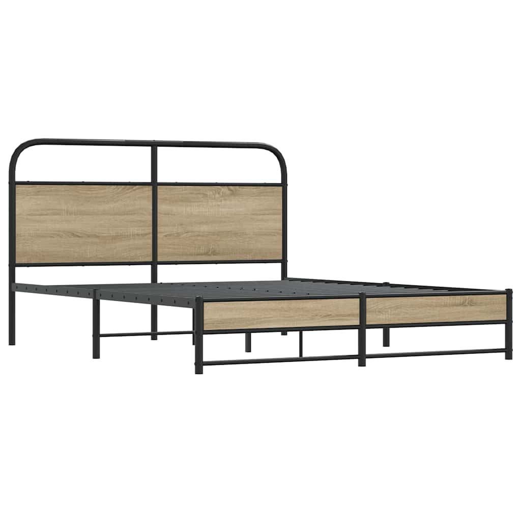 Sengeramme i metall uten madrass røkt eik 160x200 cm
