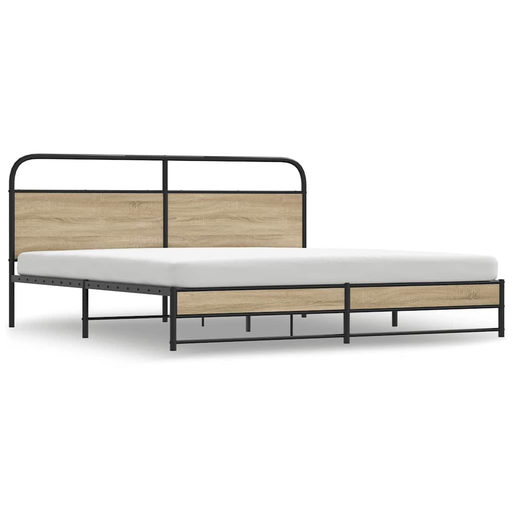 Sengeramme i metall uten madrass røkt eik 180x200 cm