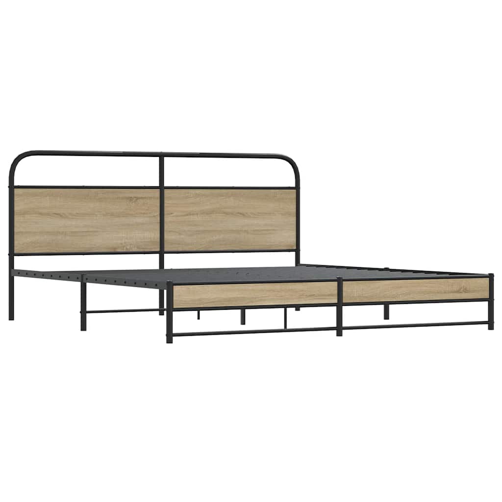 Sengeramme i metall uten madrass røkt eik 180x200 cm