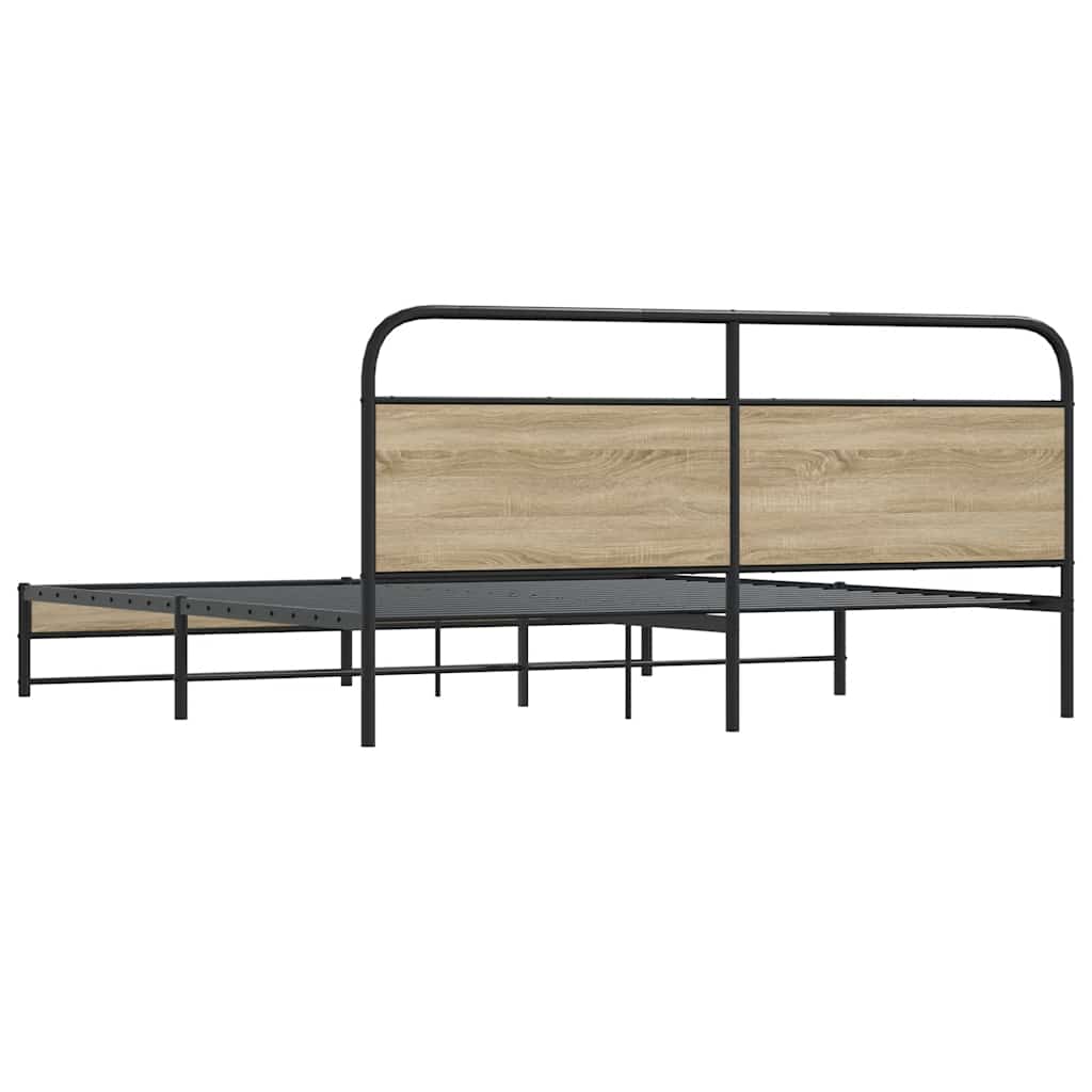 Sengeramme i metall uten madrass røkt eik 180x200 cm