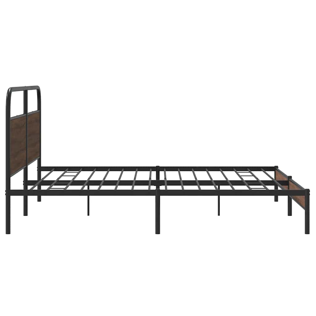 Sengeramme i metall uten madrass brun eik 193x203 cm
