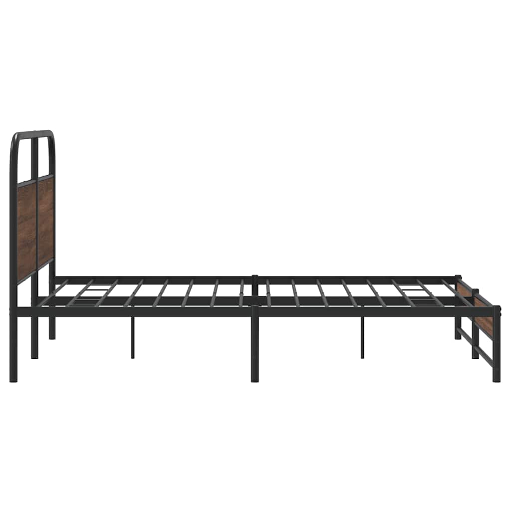 Sengeramme i metall uten madrass brun eik 160x200 cm