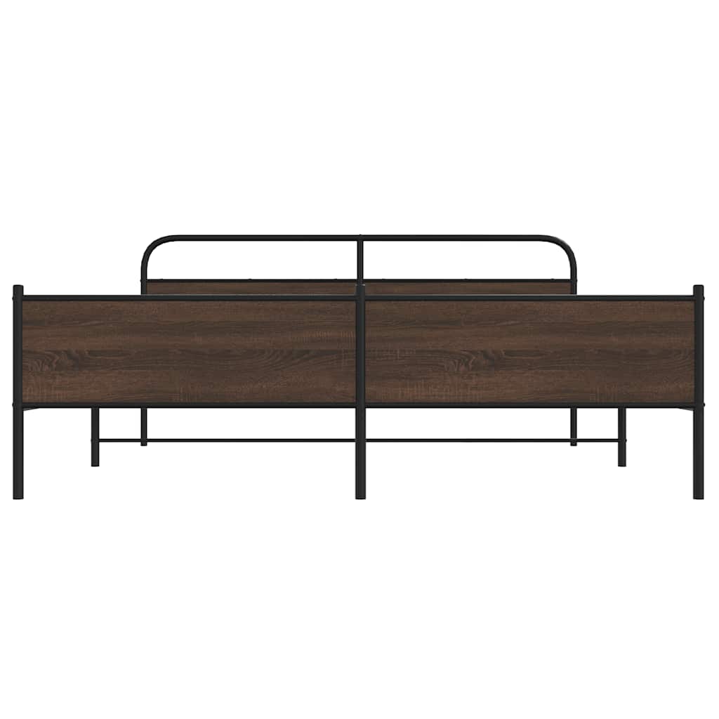 Sengeramme i metall uten madrass brun eik 180x200 cm