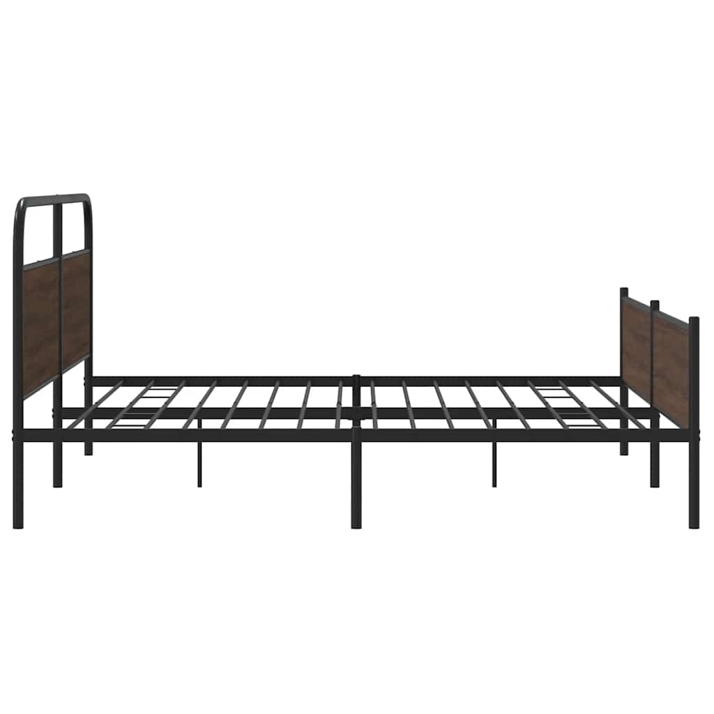 Sengeramme i metall uten madrass brun eik 180x200 cm