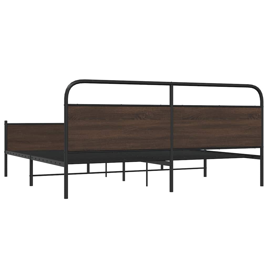 Sengeramme i metall uten madrass brun eik 200x200 cm