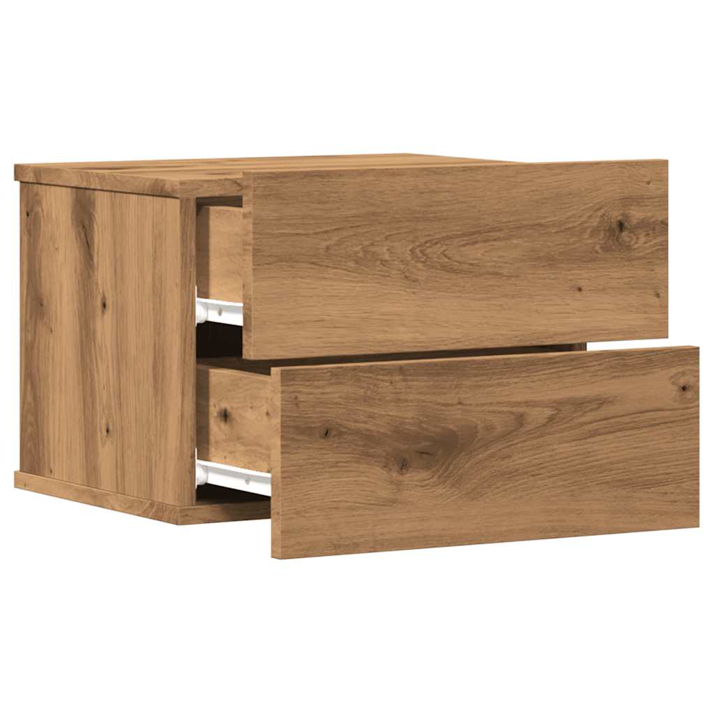 Veggmonterte nattbord 2 stk artisan eik 40x32x30 cm