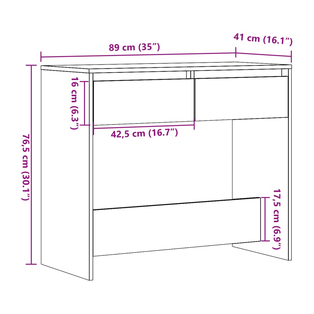 Konsollbord gammelt tre 89x41x76,5 cm konstruert tre