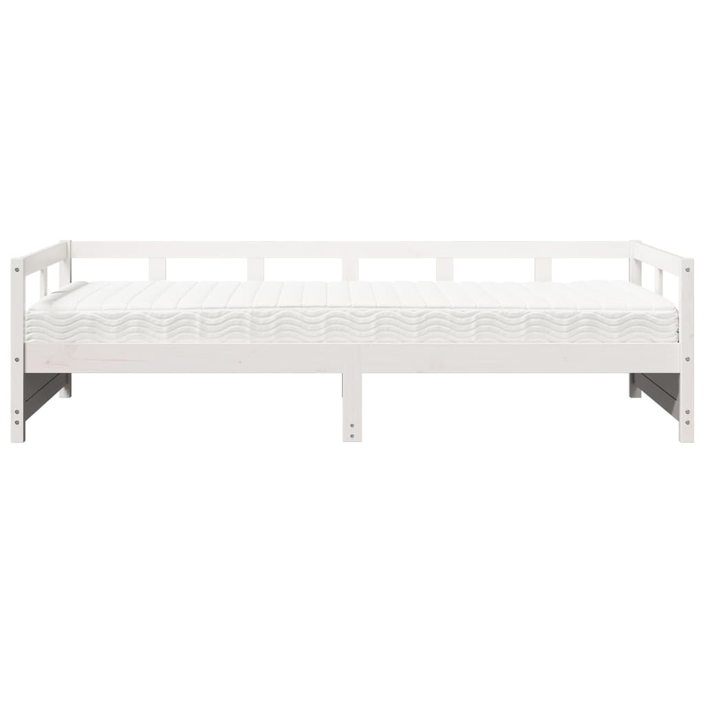 Dagseng med madrass hvit 80x200 cm heltre furu