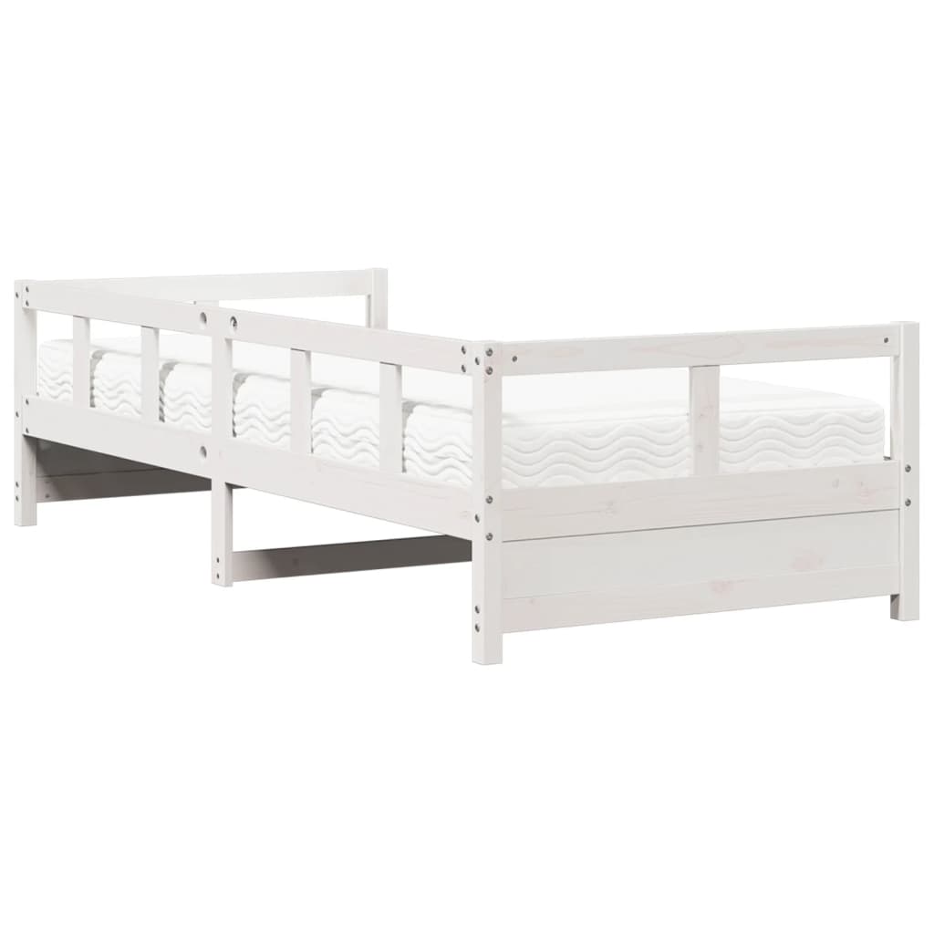 Dagseng med madrass hvit 80x200 cm heltre furu